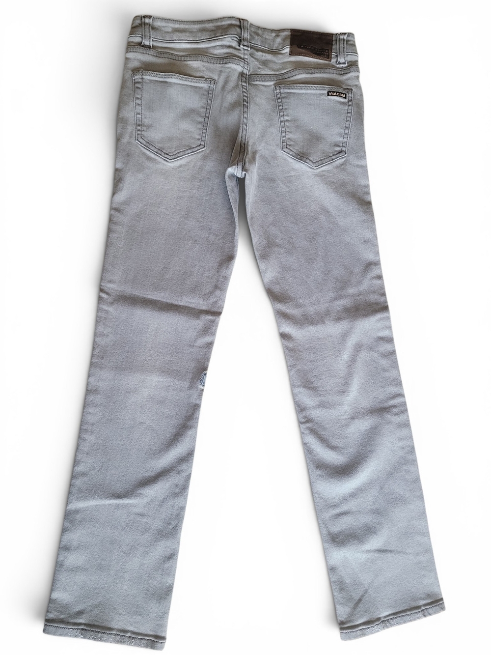 Volcom Vorta Slim Straight Boys 14 Gray Stretch Jeans Skate 28x27 - Picture 10 of 16